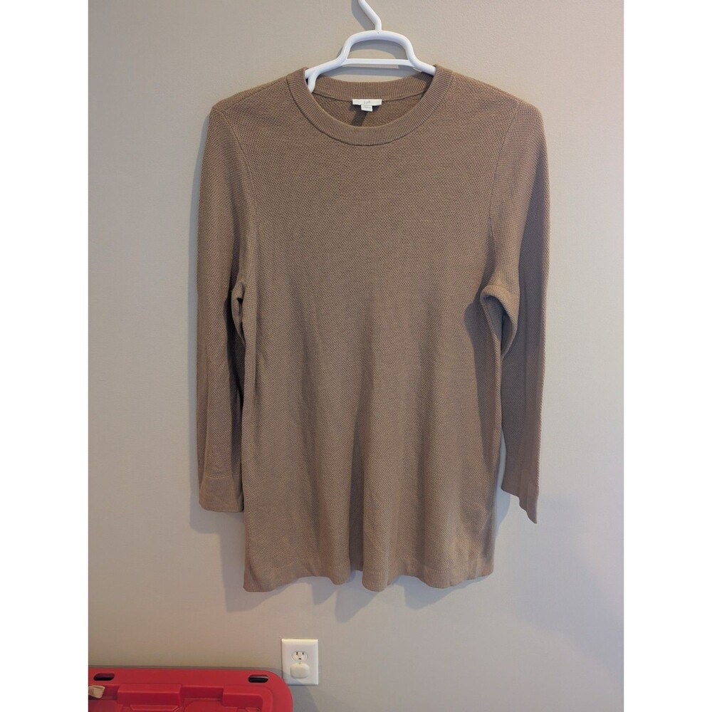 J Jill Silk Wool Blend Sz L Waffle Weave Sweater Side Slits Tunic Mini Dress